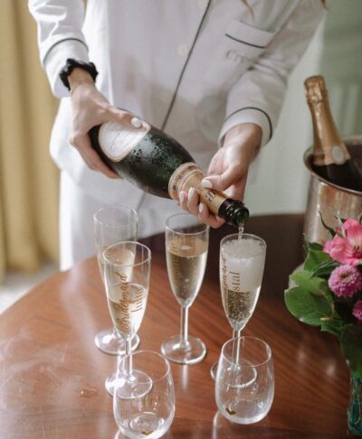 Customised champagne flute for bridesmaids