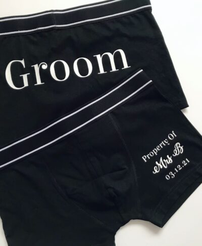 Personalised groom boxer shorts with custom name