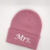 Personalised Mrs Embroidered Beanie Hat for bride or newlywed