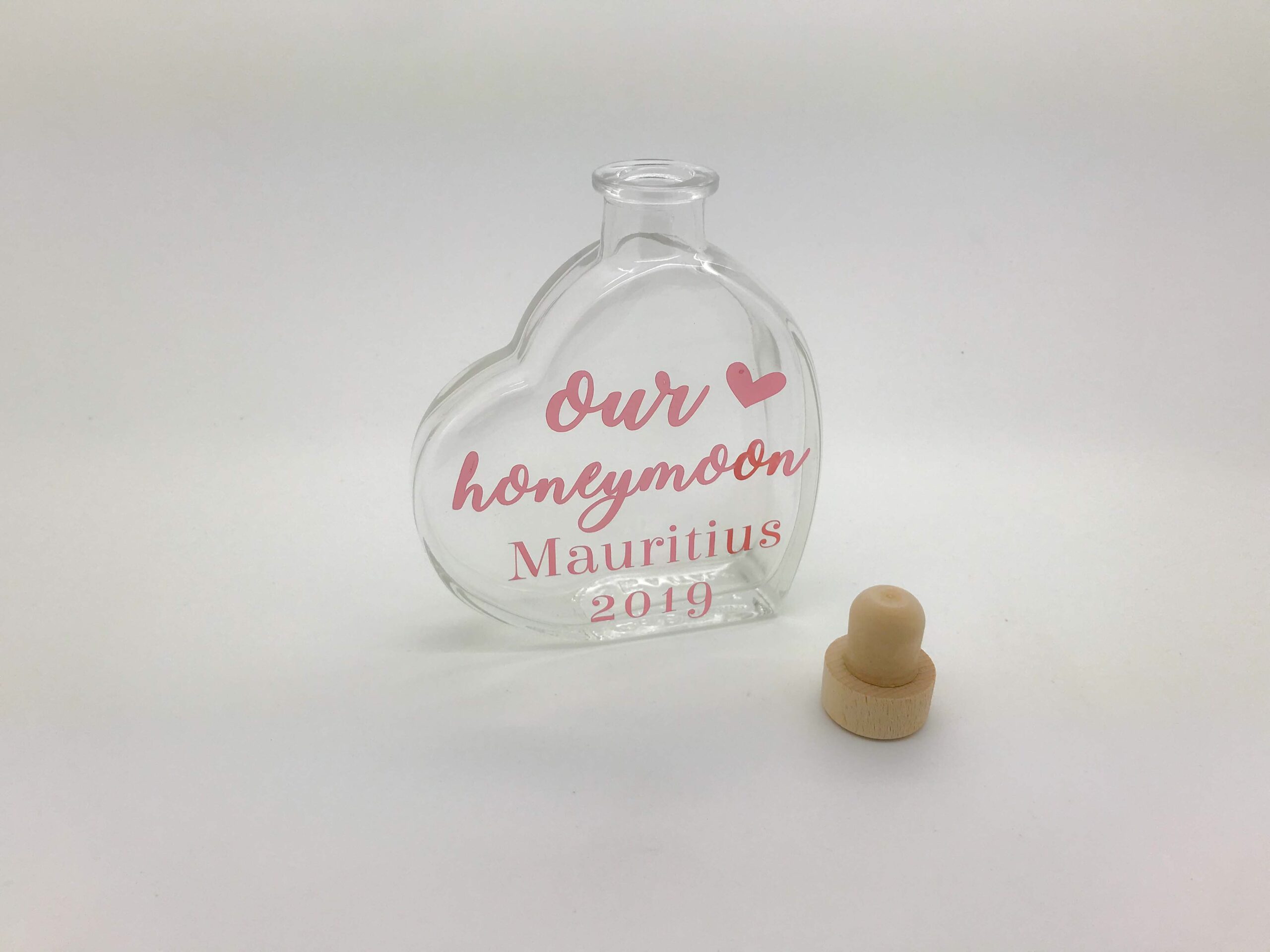 honeymoon sand heart with dates on