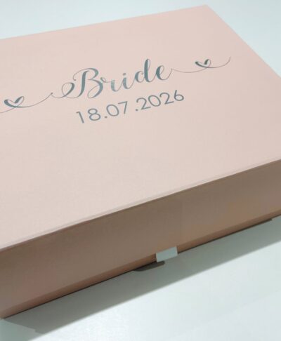Personalised Bride to Be Box with satin ribbon and magnetic closure