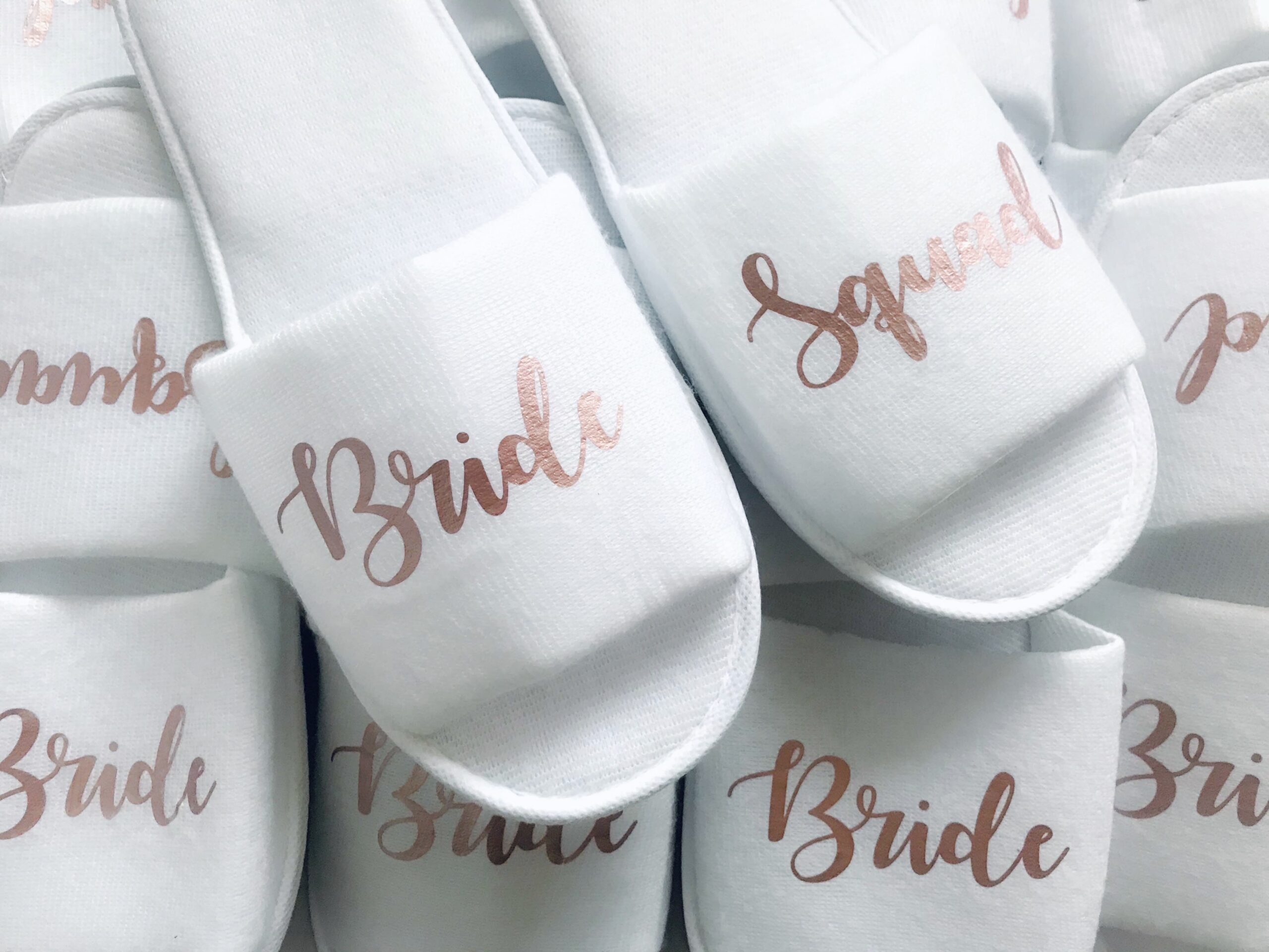 Personalised bride squad slippers for bridesmaids and maid of honour