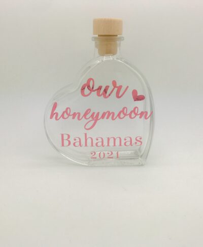 Personalised sand bottle keepsake with custom names and date