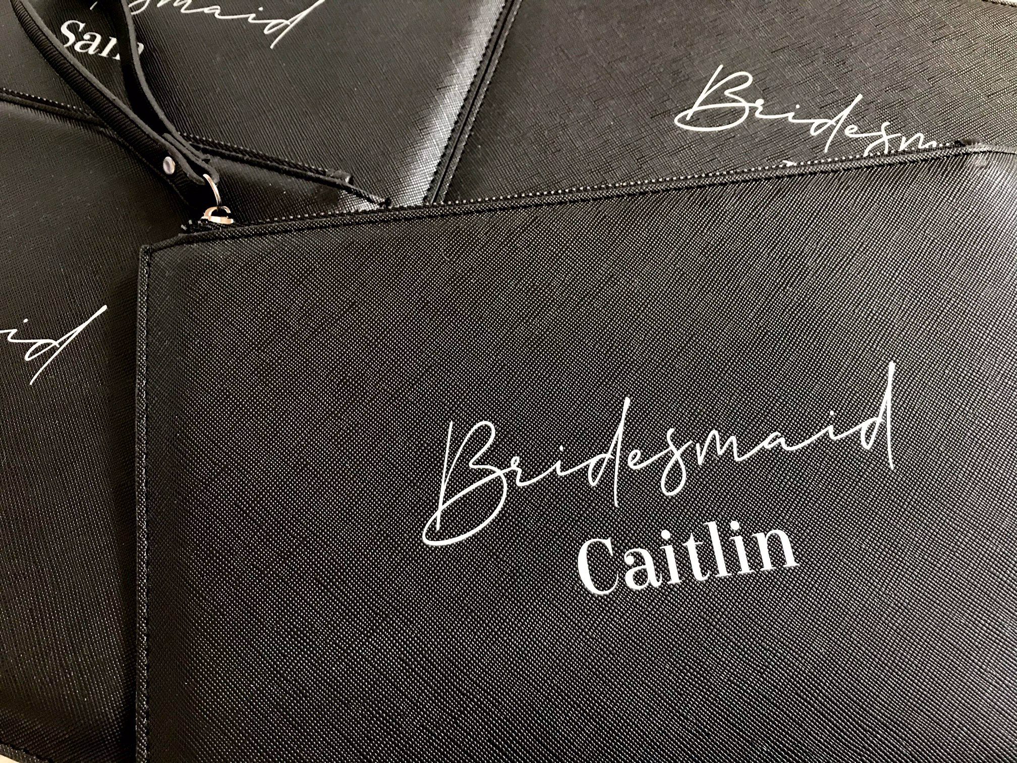 bridal party leather look bag black