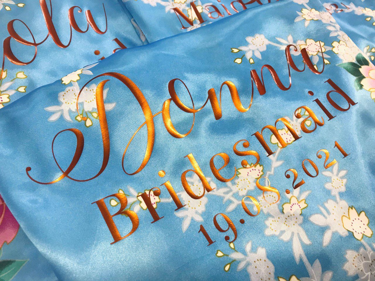 blue satin lace robe