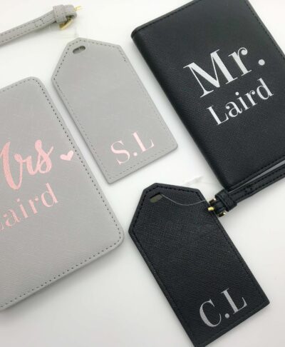 Personalised Mr & Mrs Passport Covers Mr/ Mr, Mrs/mrs Holders Marble PU Vegan Leather, Wedding