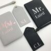 Mr & Mrs passport cover and luggage tag travel gift set