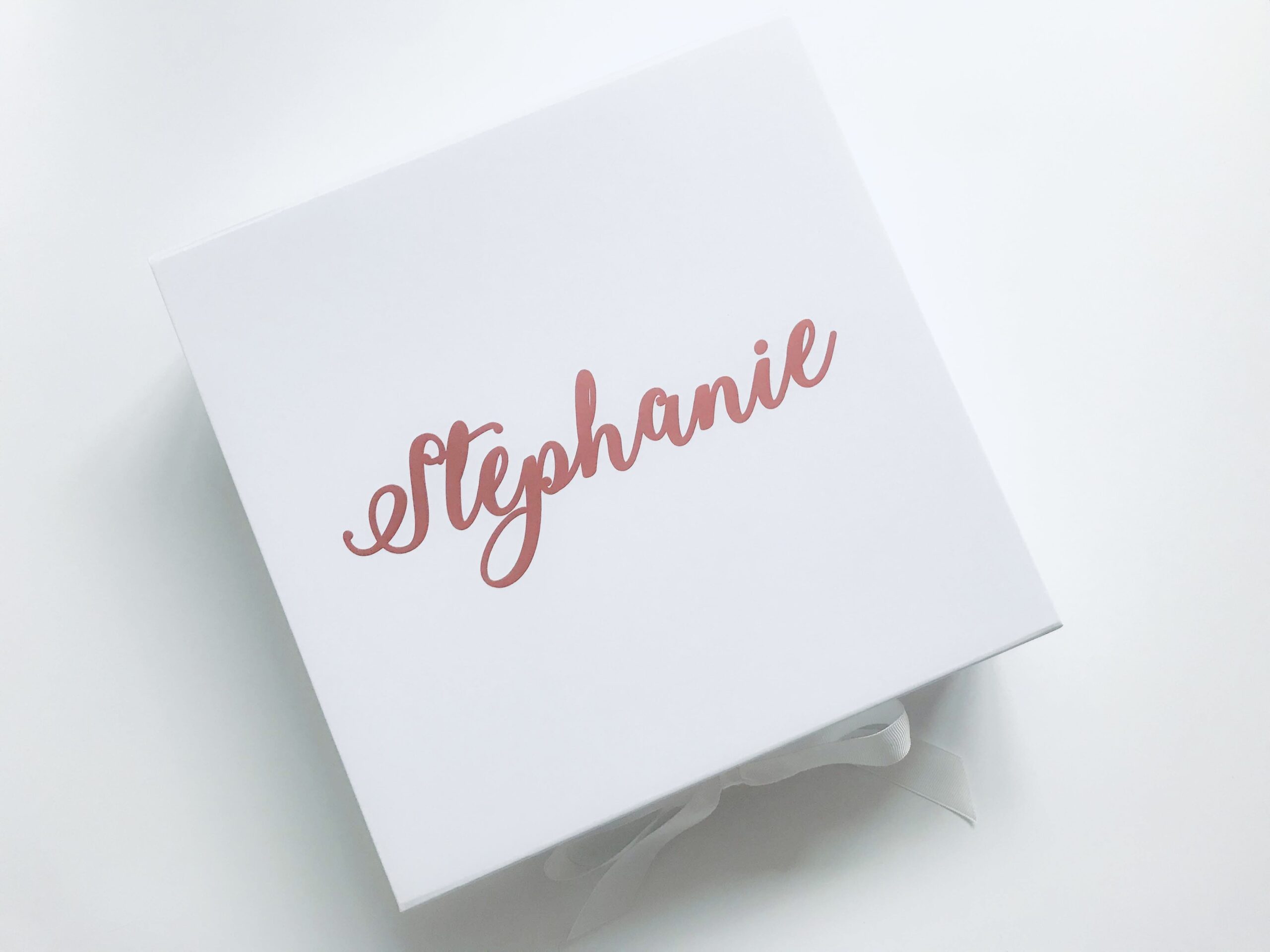 Personalised bridesmaid proposal gift box with ribbon tie – luxury keepsake box for bridesmaids, maid of honour or flower girl gifts.