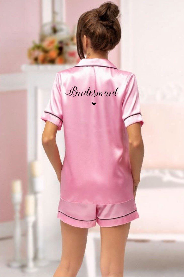 Satin Bridesmaid Short Pyjamas Personalised Satin Pajamas Set