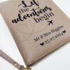 Personalised Mr & Mrs Travel Wallet Organiser with honeymoon date and surname printed – wedding gift passport holder