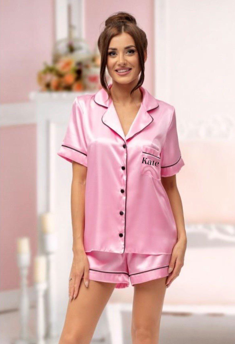 Personalised Monogram Satin Short Pyjamas