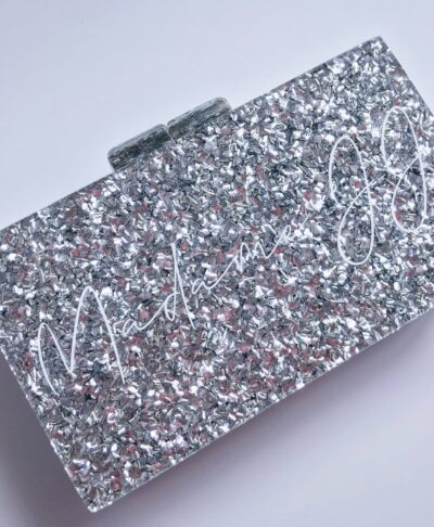glitter mrs clutch bag