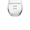 Personalised stemless wine glass with "Groomsman” text – wedding party gift