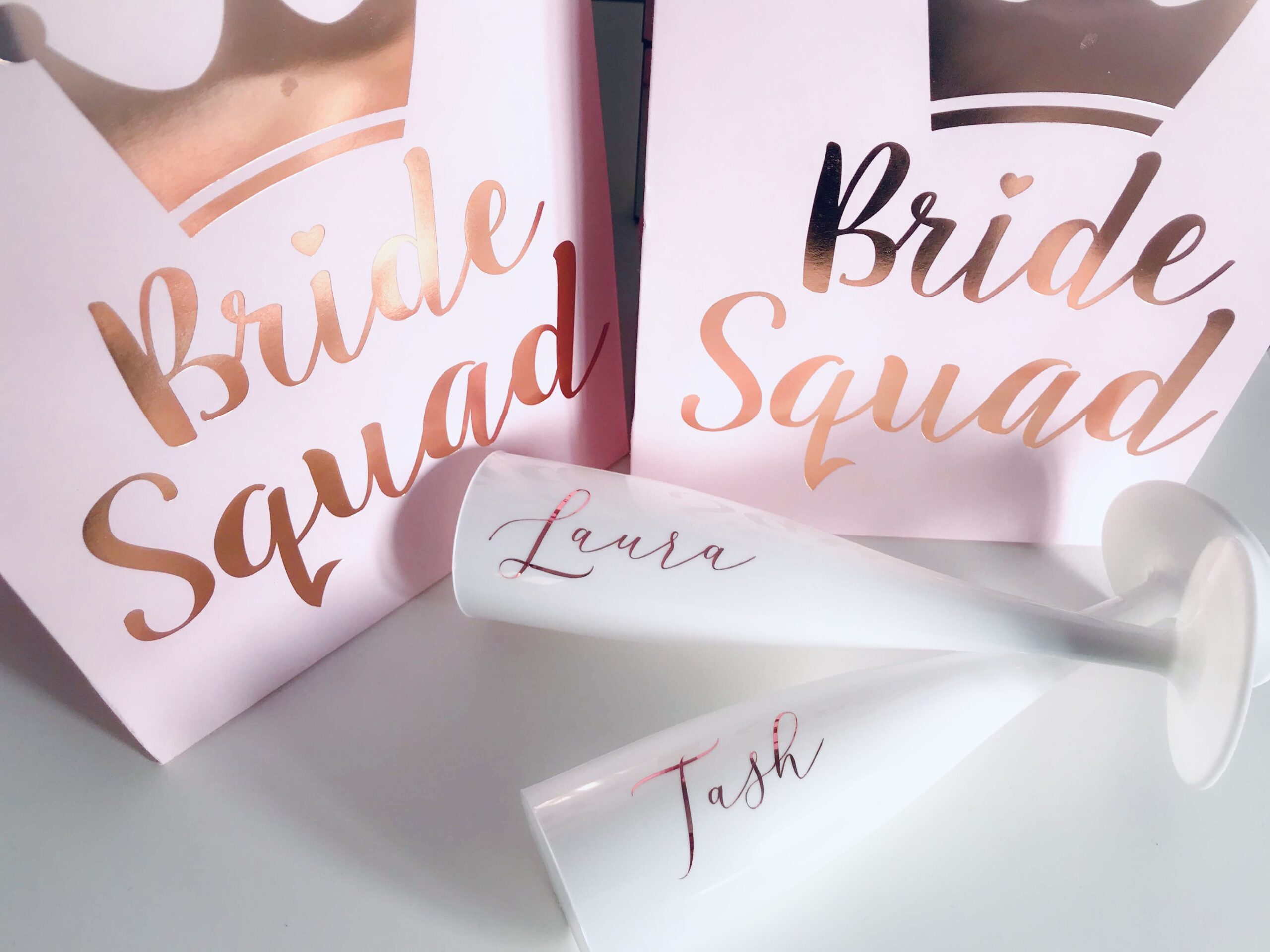 Personalised hen party plastic champagne flute with custom name