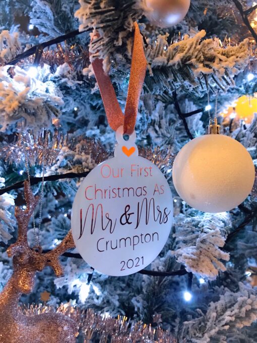 first christmas wedding bauble